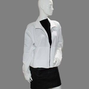 Nine West Active White Textured Full Zip Jacket Womens Plus Size 1X